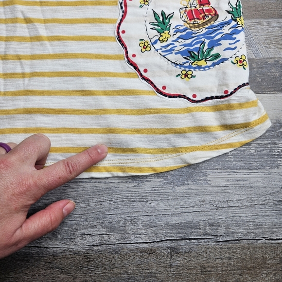 Boden Women's Size 10 Yellow Striped Tshirt Applique On Front - Picture 5 of 10